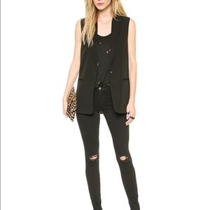 J Brand Poitier Vest Black Women’s Size 0 Button Front Lined